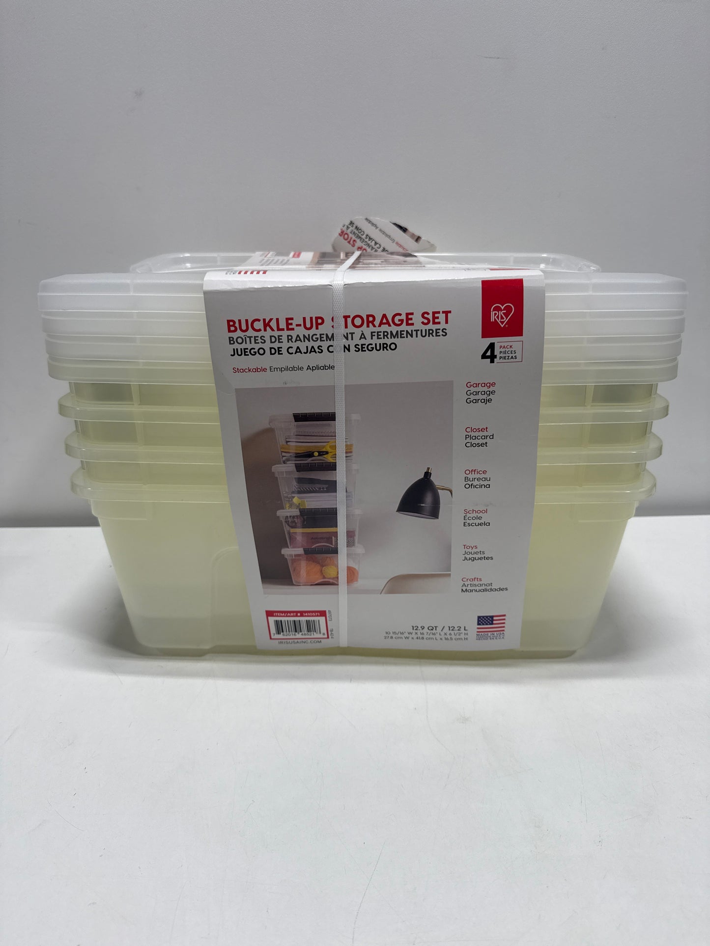 See Desc Iris Buckle up Storage Box 12.9 Quart Clear 4 Count