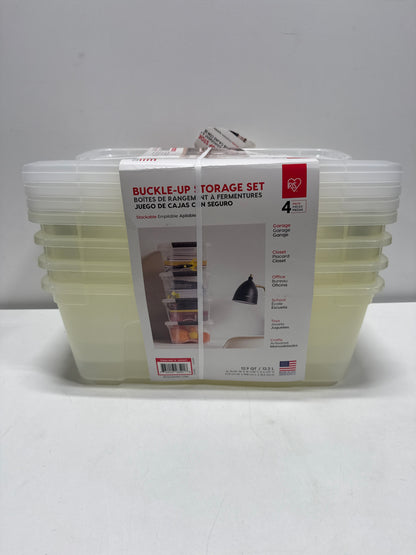 See Desc Iris Buckle up Storage Box 12.9 Quart Clear 4 Count