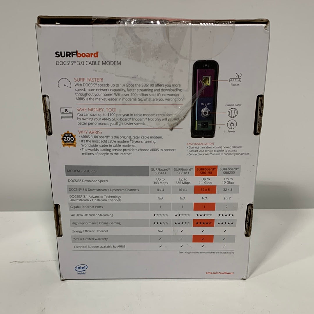 ARRIS SURFboard SB6190 Gigabit+ Cable Modem, 1000529