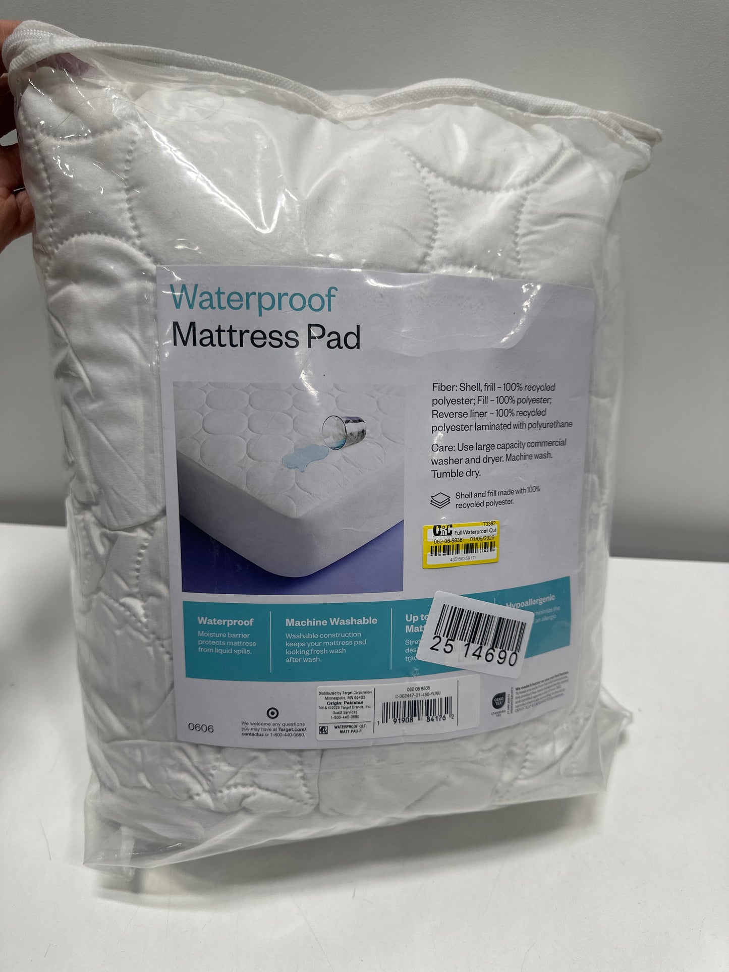 Full Waterproof Quilted Mattress Pad - Room Essentials™: Microfiber Fits 15’’ Depth OEKO-TEX Certified - *Bedding