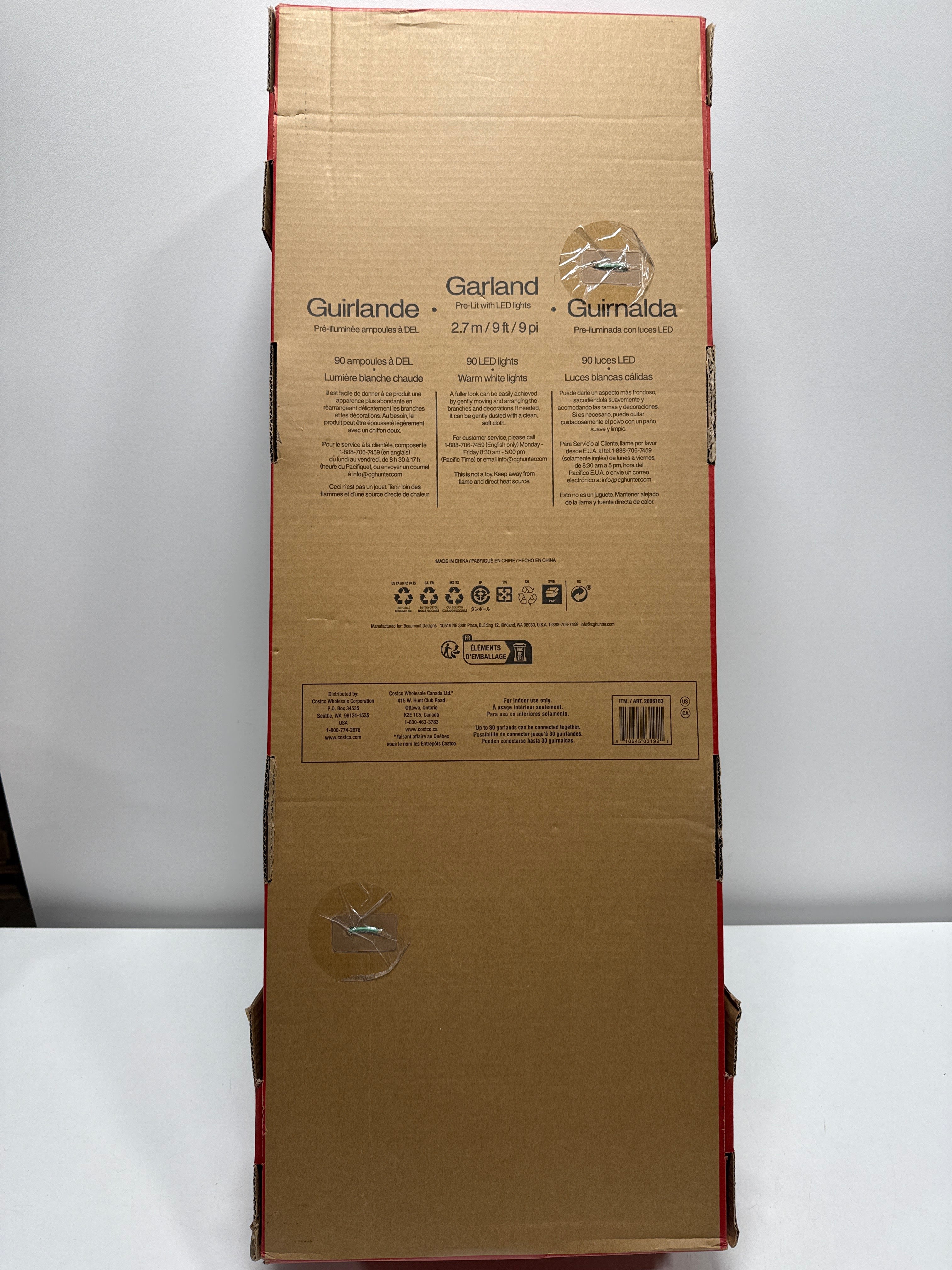 Kirkland 9’ Decorated Garland with Pre-Lit Micro LED LIghts Assorted Colors - *Christmas & Seasonal