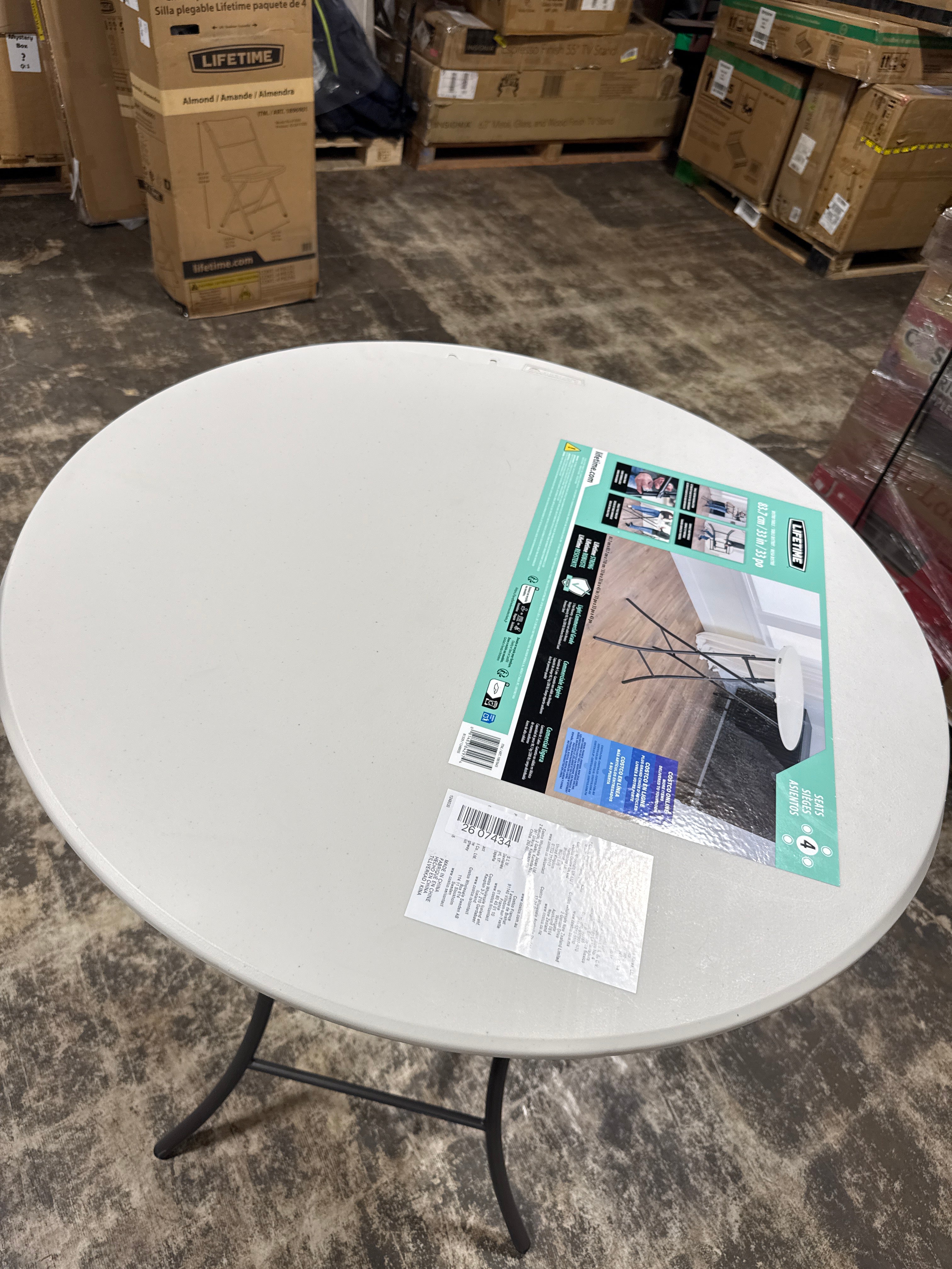 Crack Lifetime Bistro Table, Round, 33" Diameter, Almond