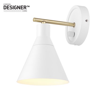 Globe Electric Tristan 1-Light Dimmable Plug-in or Hardwire Wall Sconce, Matte White