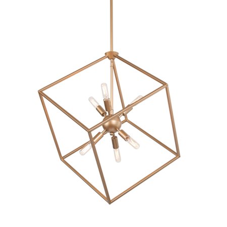LNC 6-Light Modern & Contemporary Chandelier LED Square Kitchen Island Light Gold