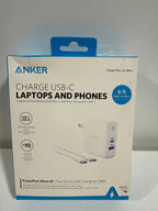 Anker - PowerPort PD 60W GaN Fast Charger and USB-C to C Cable 6ft for Macbook and Mobile Devices - White - *Computers