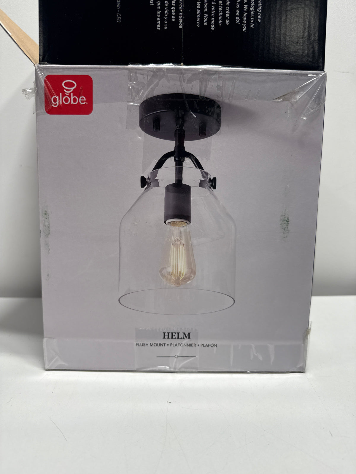 7 in. 1-Light Matte Black Flush Mount with Clear Glass Shade and No Bulbs Included