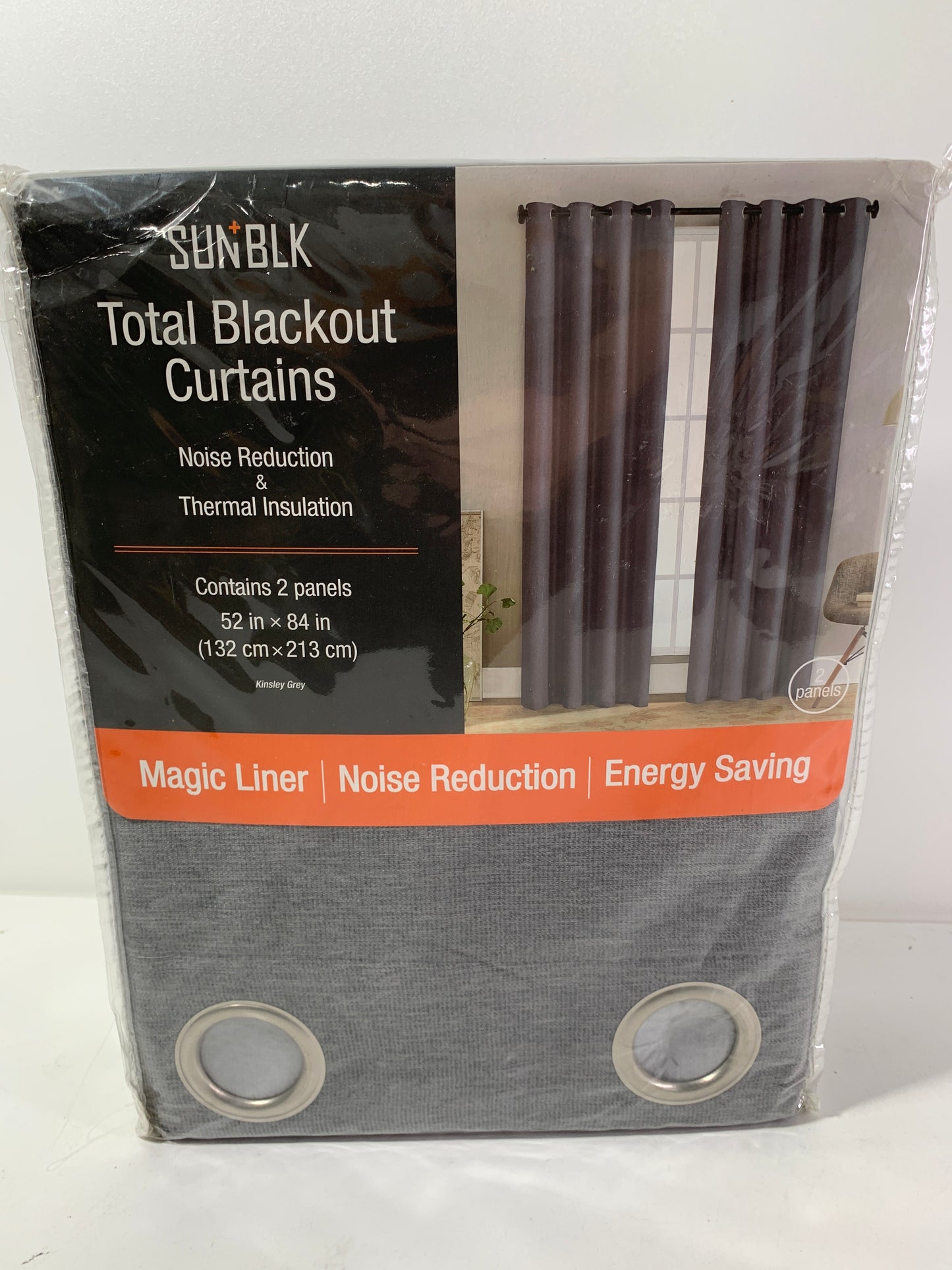 Sunblk Total Blackout Curtains Kinsley Grey 52 x 84