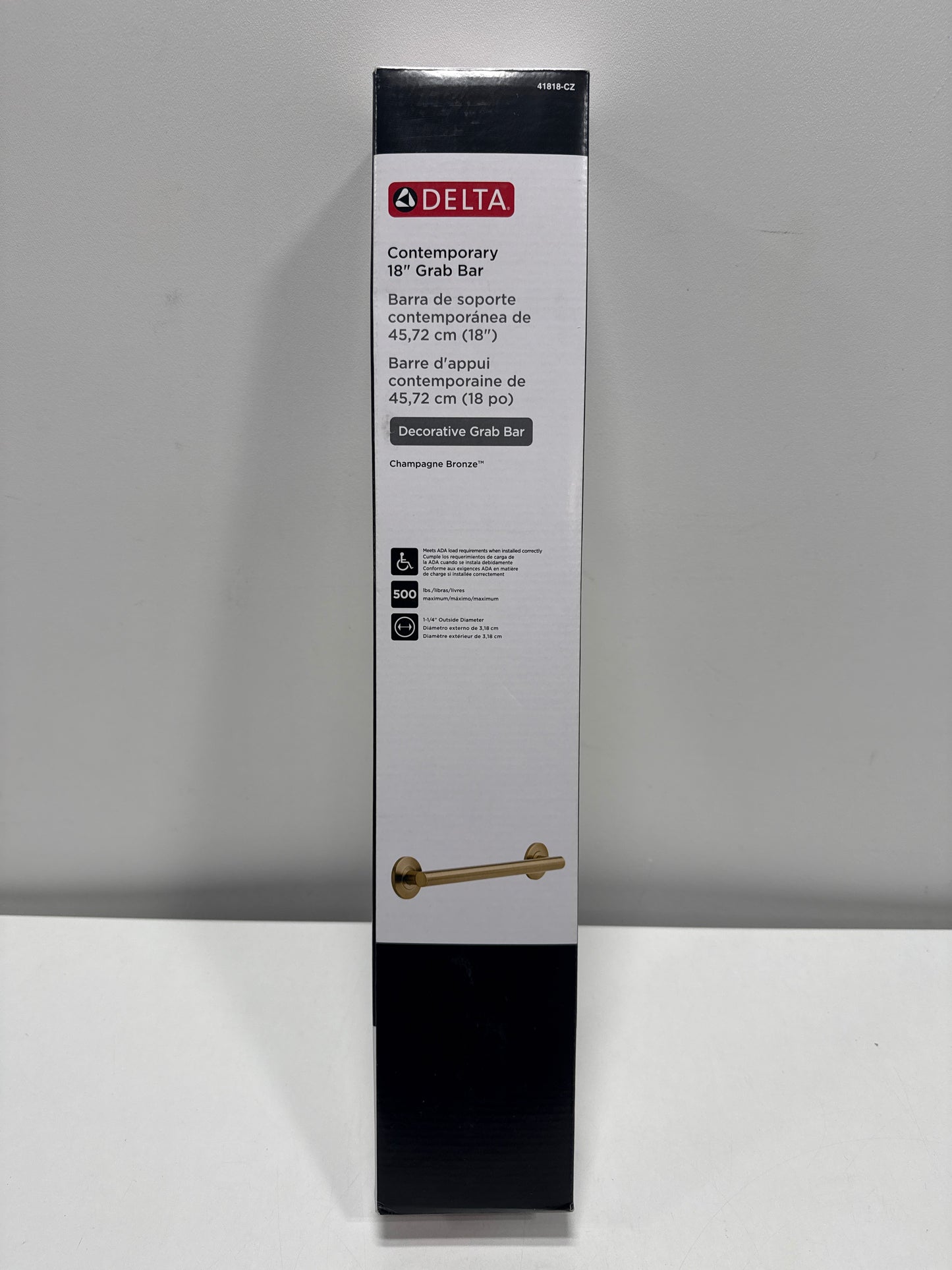 Delta Contemporary (1-Pack) 18" Shower Grab Bar Seniors ADA Compliant Champagne Bronze 450 lb Capacity