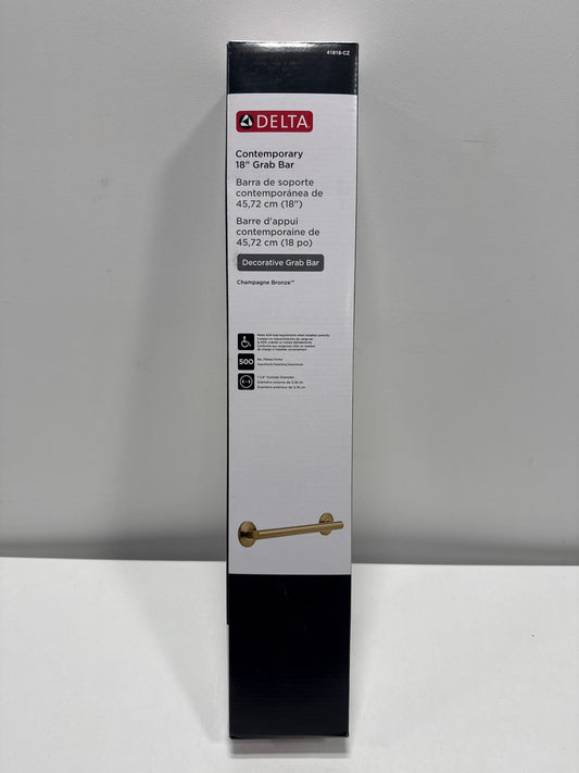 Delta Contemporary (1-Pack) 18" Shower Grab Bar Seniors ADA Compliant Champagne Bronze 450 lb Capacity