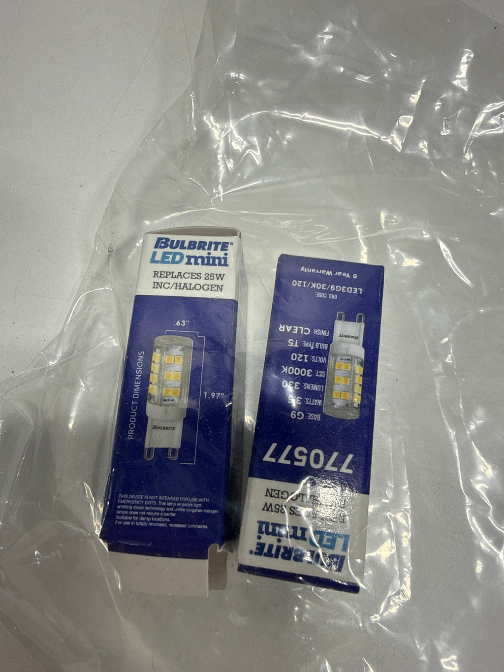 2 x Bulbrite 3.5W 120V G9 LED Bulbs