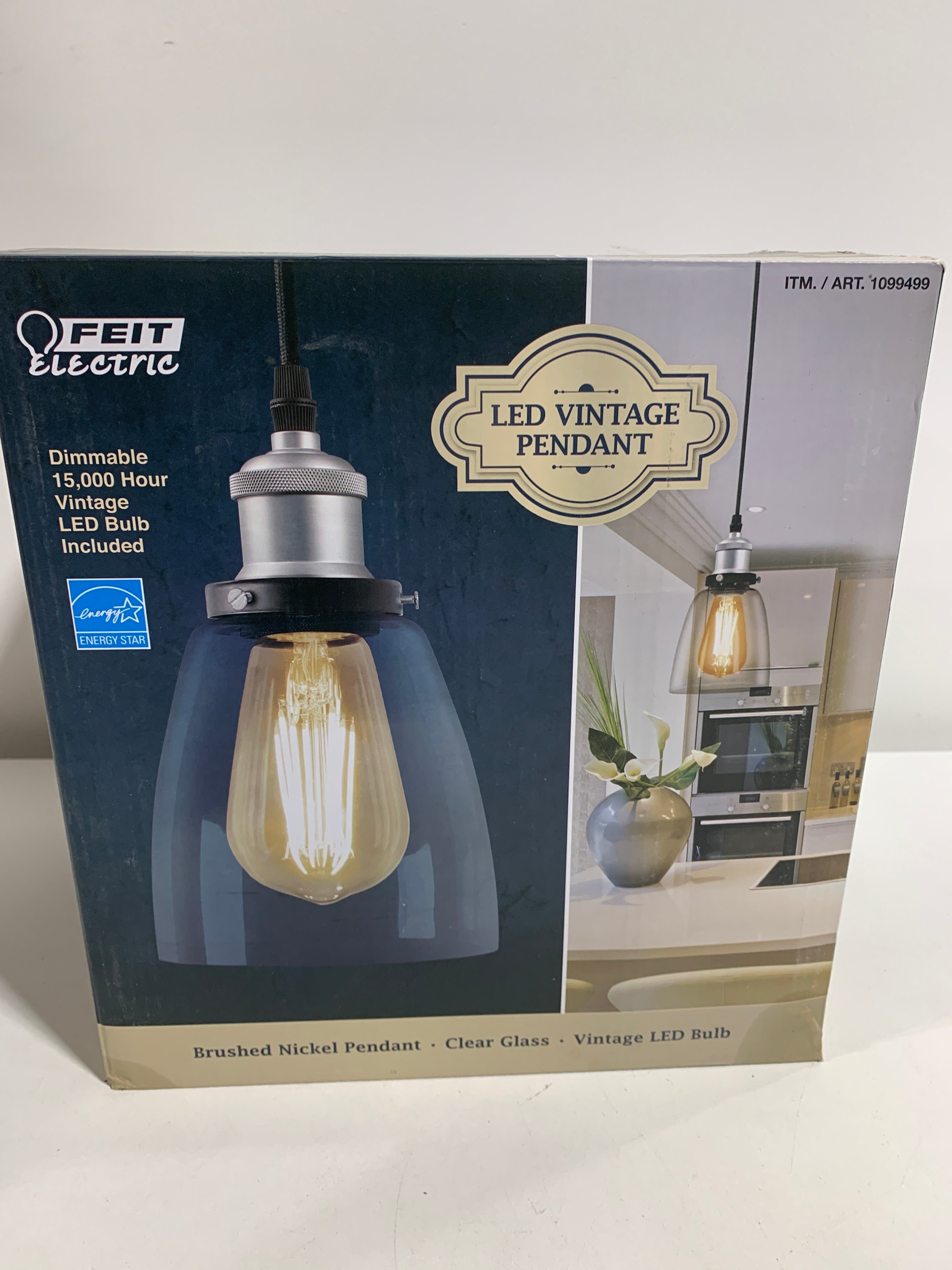 Feit Electric LED VIntage Pendant Dimmeable Vintage Pendant Brushed Nickel Clear Glass (40W Replacement) 6W - *Lighting