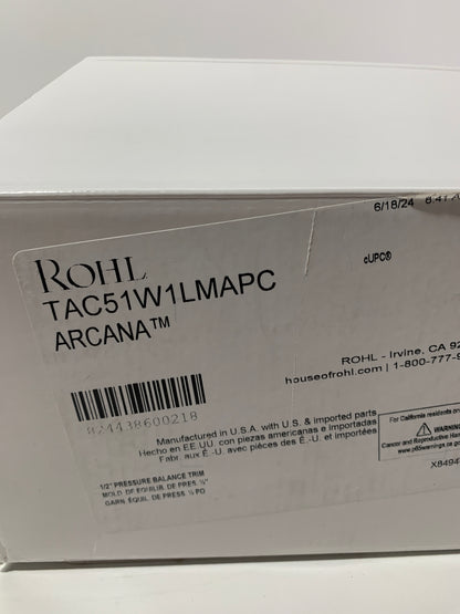 Rohl TAC51W1LM Arcana Pressure Balanced Valve Trim Only with Single Lever Handle - Less Rough in Polished Chrome Showers Valve Trim Only