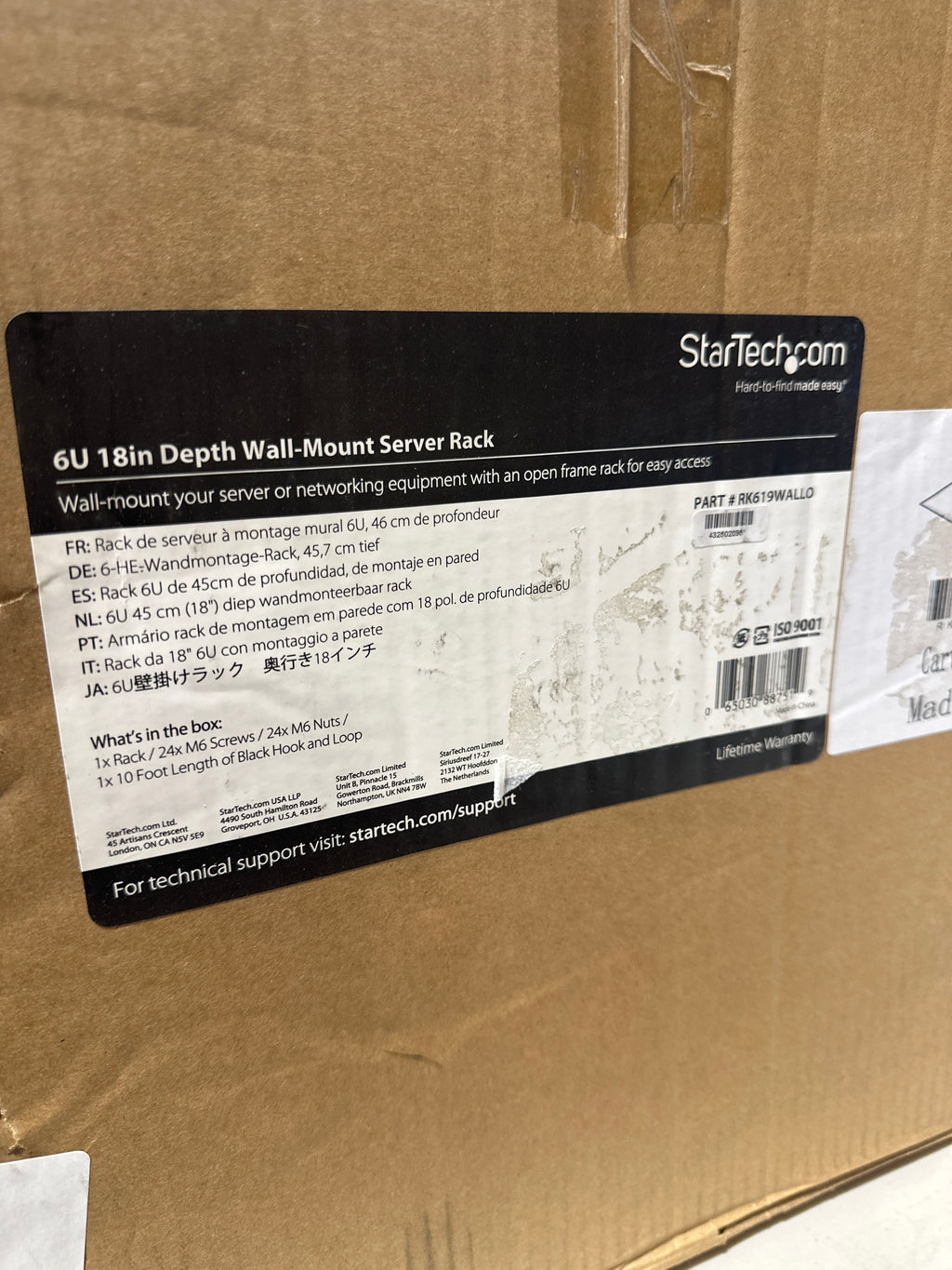 StarTech 6U Wall Mount Network Rack 19" Deep 2 Post Open Frame for Server Room Data/AV/IT/Communication/Computer Equipment/Patch Panel W/Cage