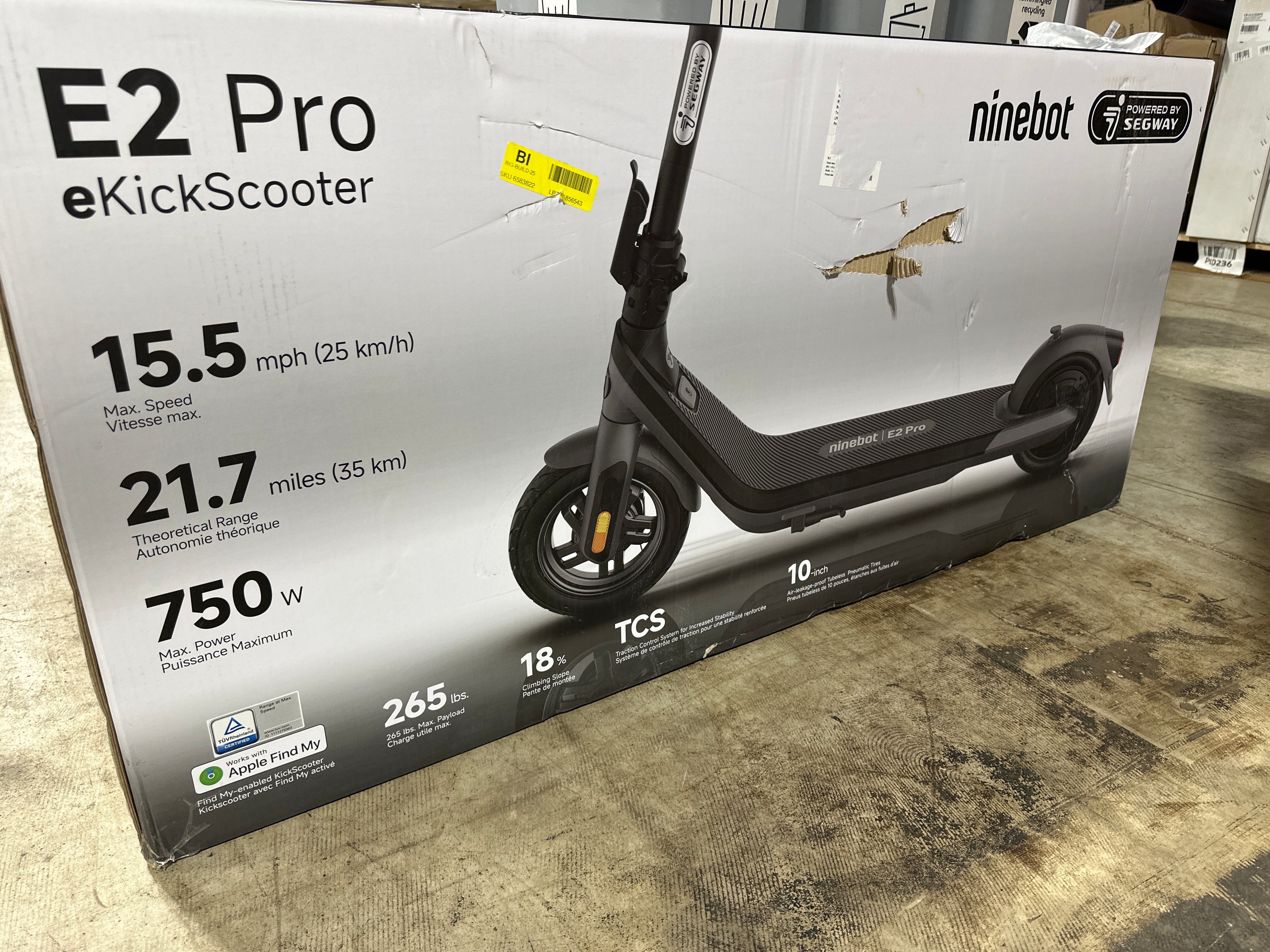 Segway - E2 Pro Electric Scooter w/21.7 miles Max Operating Range & 18.6 mph Max Speed - Black - *Electronic