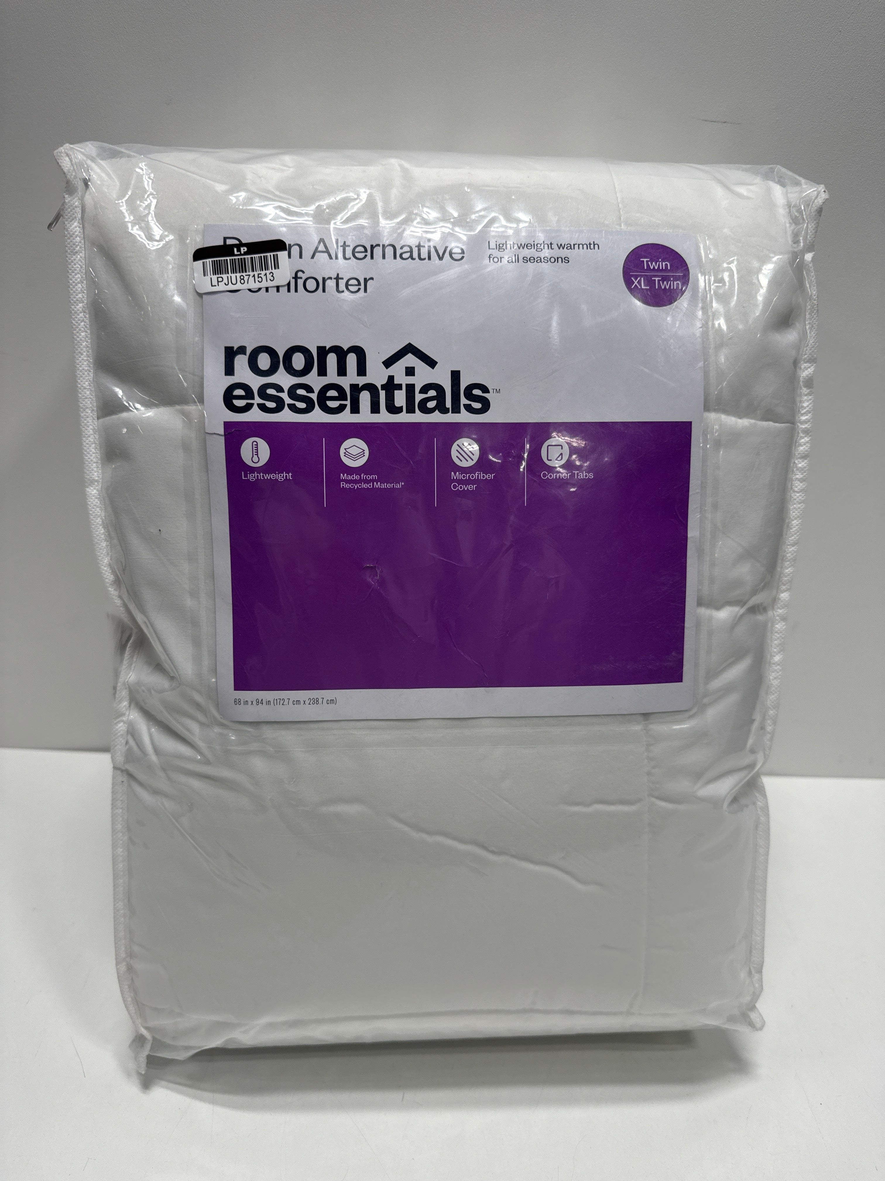Twin/Twin XL All Season Comforter Insert White - Room Essentials™: Microfiber Secure Corner Tabs Box Quilting 170