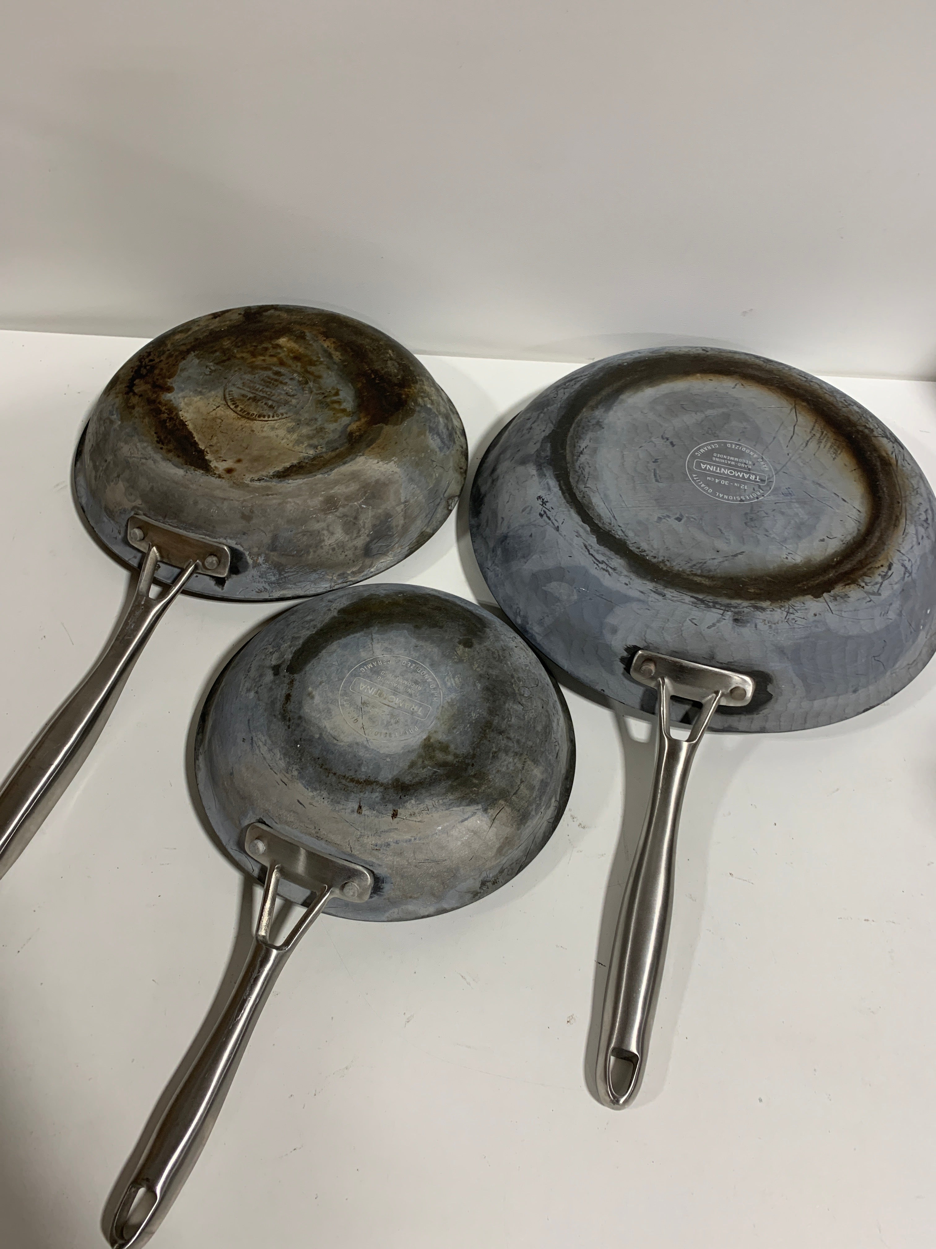 Used Tramontina 3-pack Hard Anodized Aluminum Ceramic Nonstick Fry Pan Set - *Kitchen & Dining