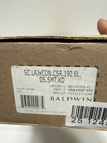 Scratch Baldwin SC.LAJxCON.CSR.SMT La Jolla SmartKey Single Cylinder Keyed Entry Handleset with Modern Knob and Modern Square Interior Trim from the Reserve