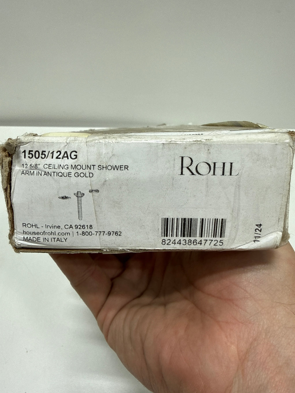 Rohl 1505/12 Shower 12-5/8" Ceiling Mounted Shower Arm and Flange - Antique Gold