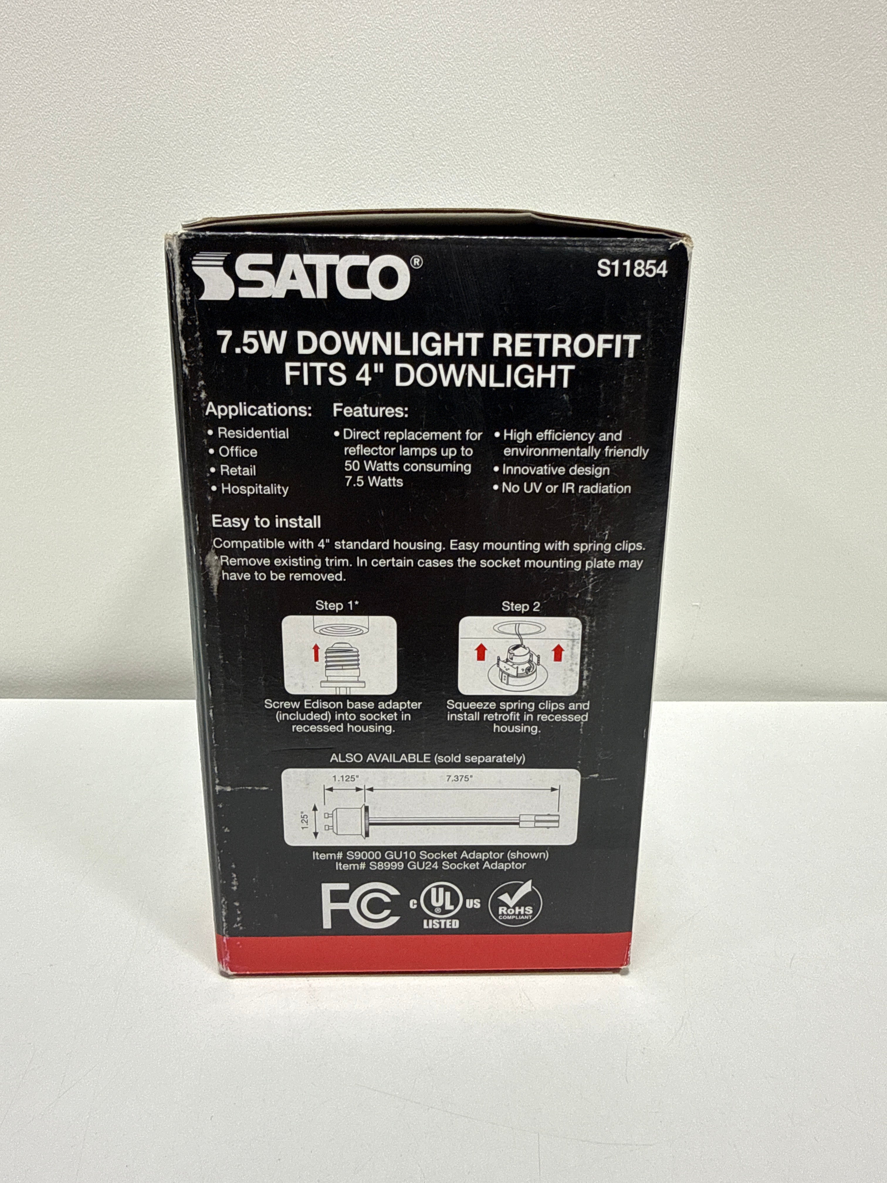 Satco LED Retrofit Gimbal Downlight, CCT Selectable 2700K/3000K/3500K/4000K/5000K, 4 Inches, Black Finish