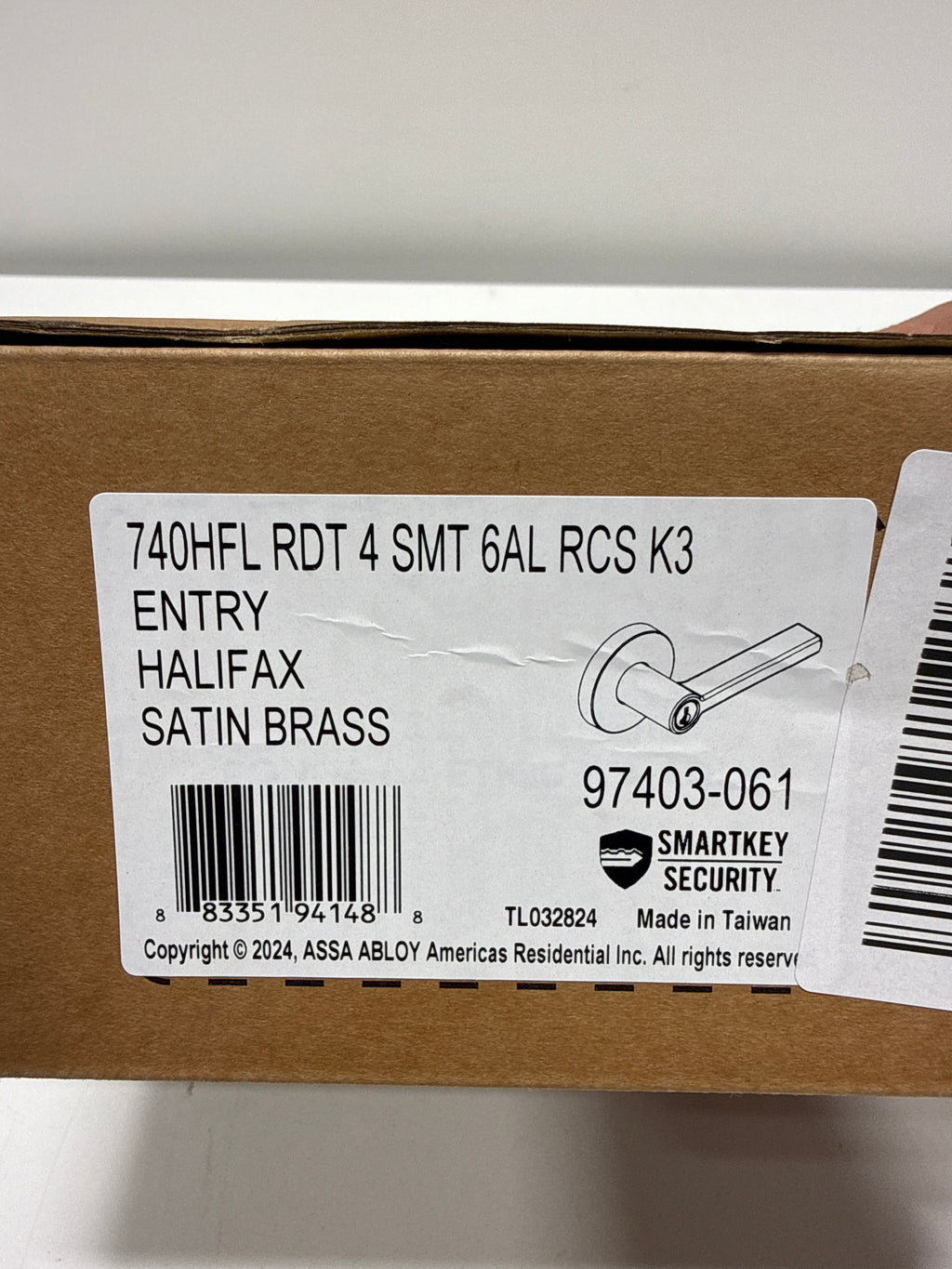 Kwikset 740Hflrdt-S Halifax Single Cylinder Keyed Entry Door Lever Set - Brass