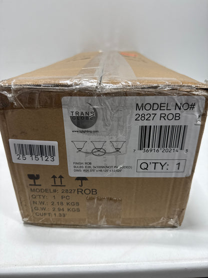 Bel Air Lighting Hollyslope 26 in. 3-Light Oil Rubbed Bronze Bathroom Vanity Light Fixture with Marbleized Glass Shades