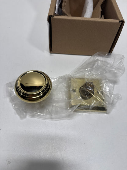 Baldwin HD.TRA.TSR Traditional Non-Turning One-Sided Dummy Door Knob with Square Rose Lifetime Polished Brass