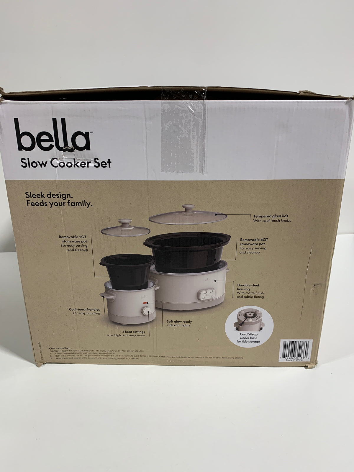 Missing Lid bella 6-quart Programmable Slow Cooker with Additional 2-quart Slow Cooker Set