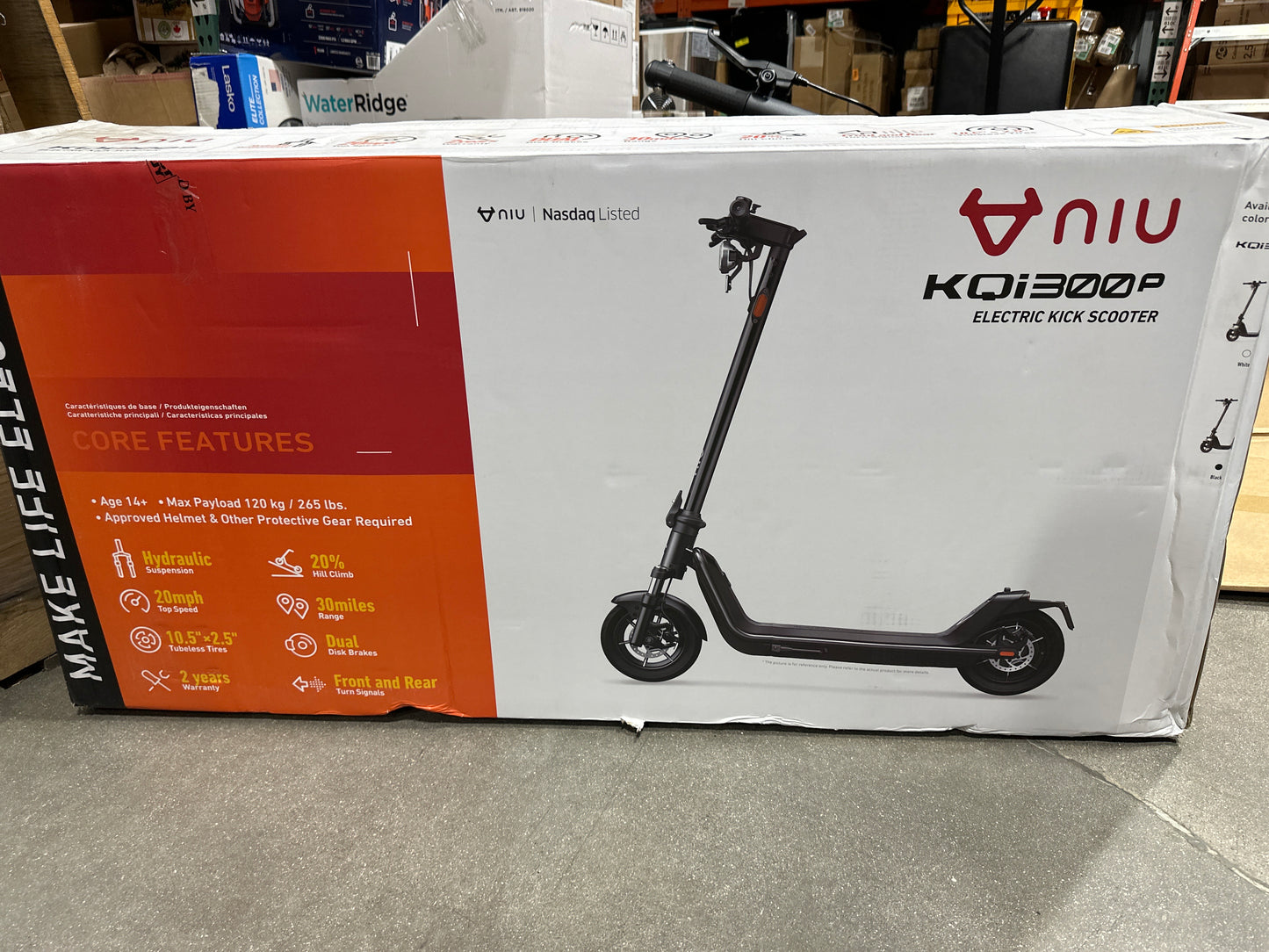 NIU - KQi 300P Foldable Electric Kick Scooter W/ 30 Mi Max Range & 20 Mph Max Speed - Black