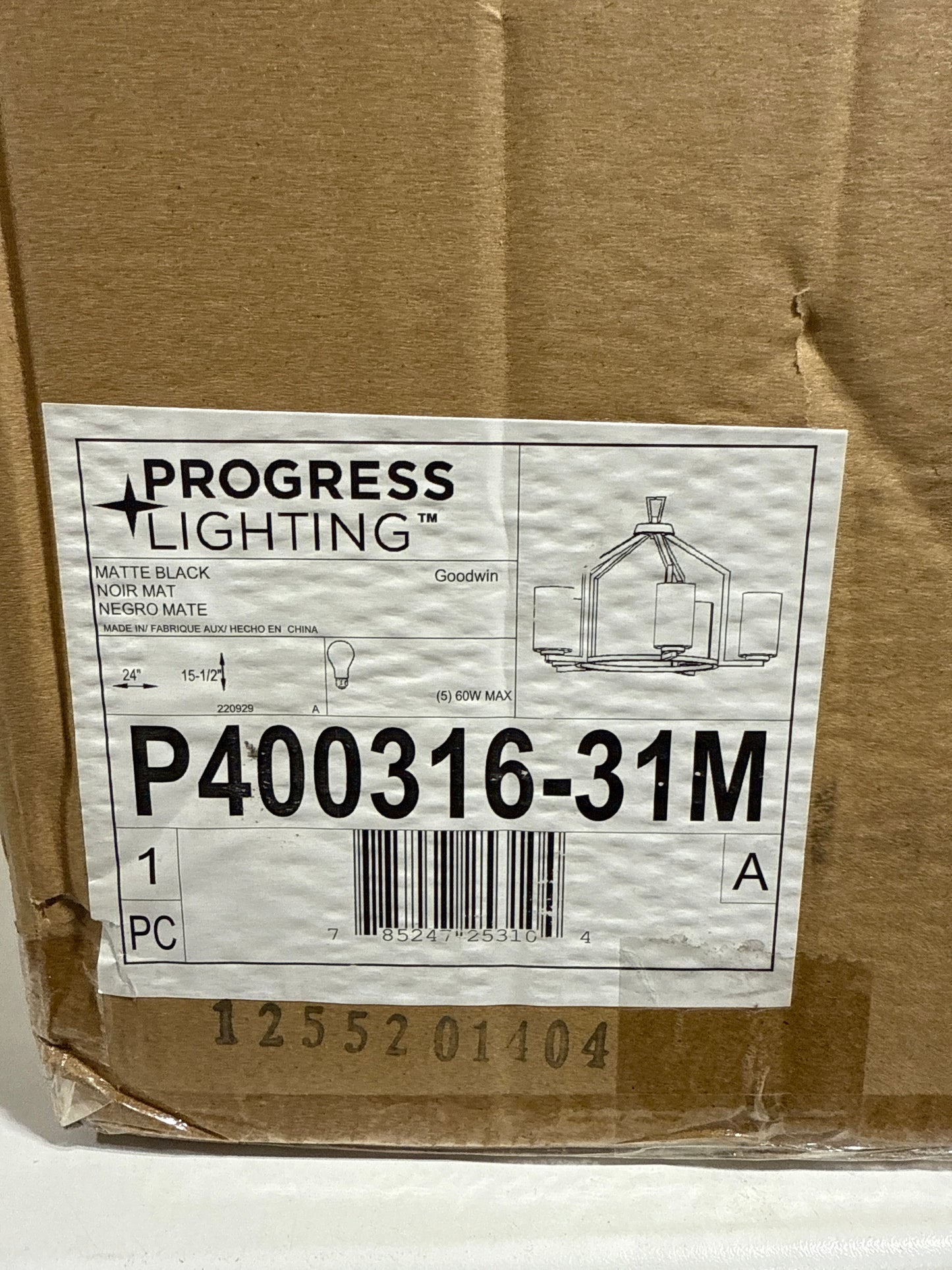 Progress Lighting P400316 Goodwin 5 Light 24" Wide Chandelier Matte Black