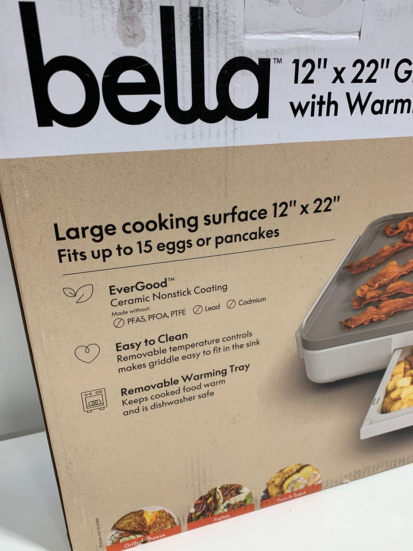 Bella 12" X 22" XL Griddle with Warming Tray