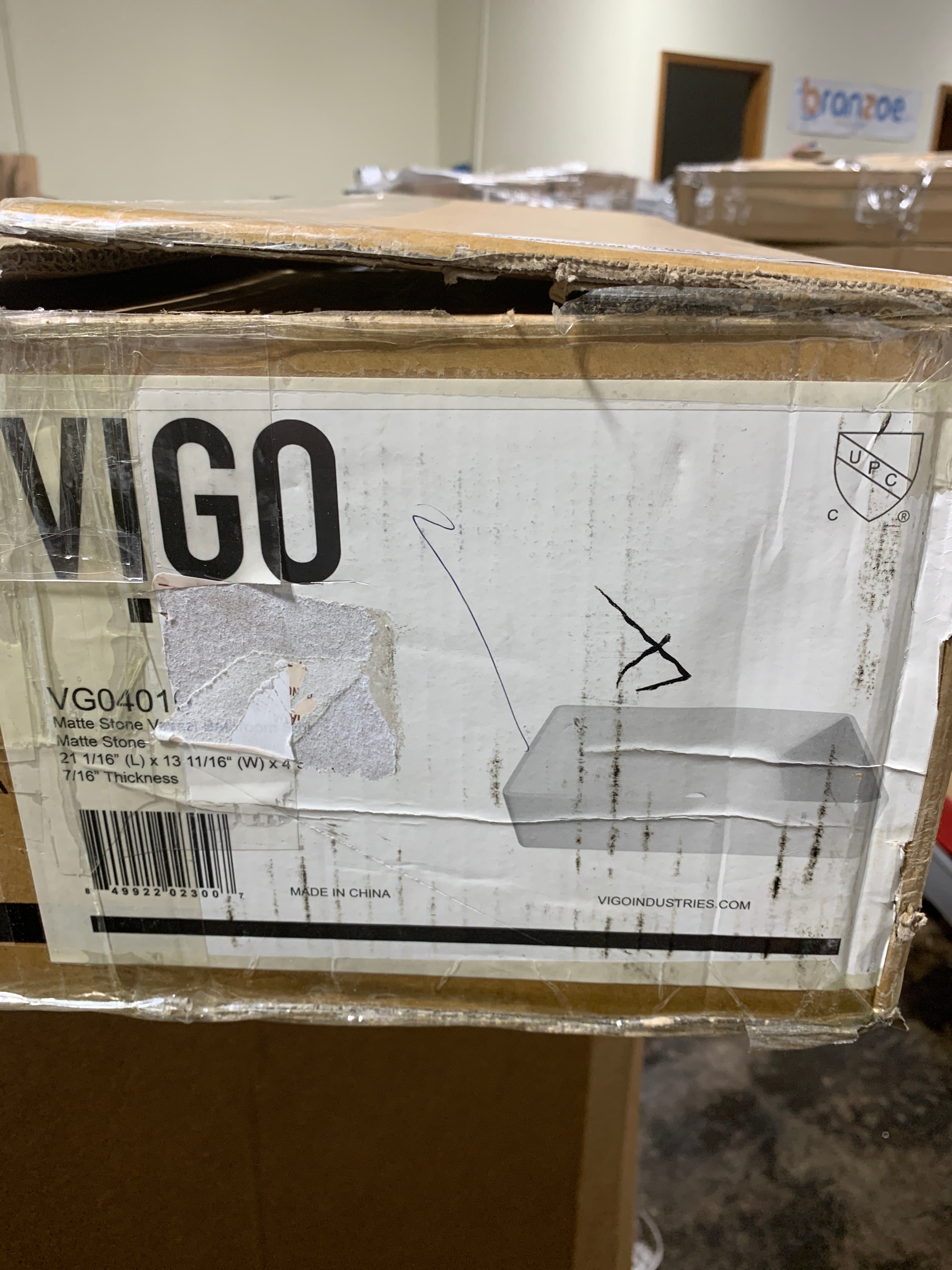 VIGO Magnolia 21’’L x 14’’W x 5’’H Over the Counter Matte Stone Rectangular Vessel Bathroom Sink in White -VG04010