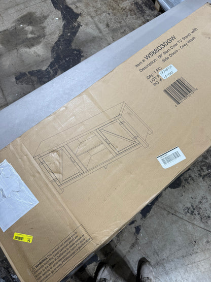 58 Barn Door TV Stand with Side Doors in Grey Wash - Walker Edison