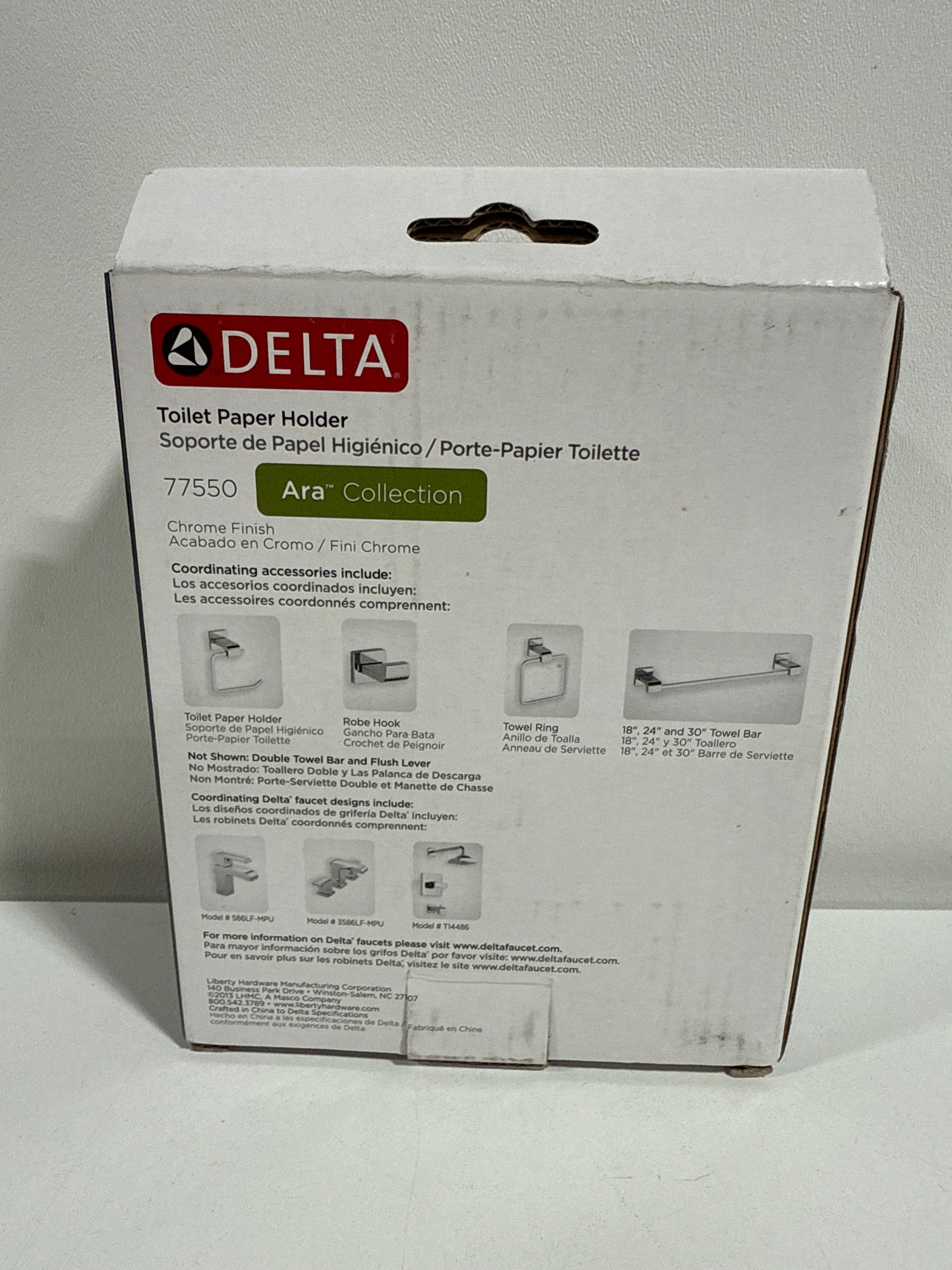 Delta 77550 Ara Wall Mounted Single Hook Tissue Holder Chrome - *Plumbing