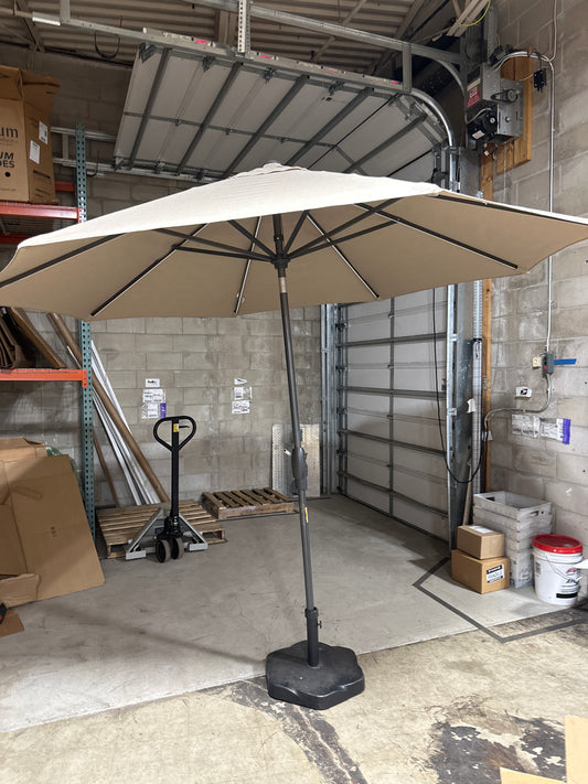 No Battery Used Sunvilla 10' Round Solar LED Market Umbrella with base