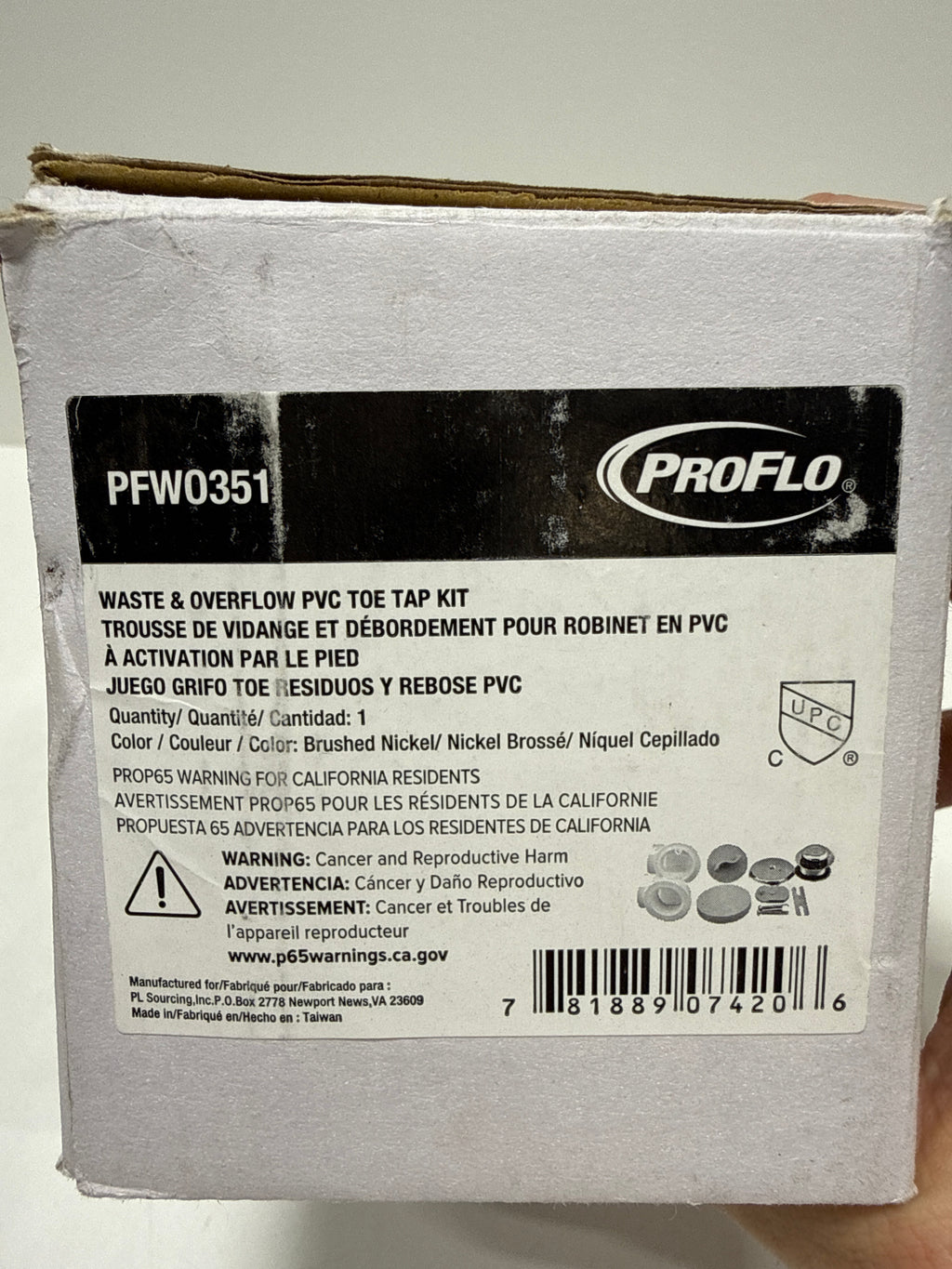 Proflo Pfwo351 1-1/2 Brass Toe Tap Tub Drain Kit - - Nickel