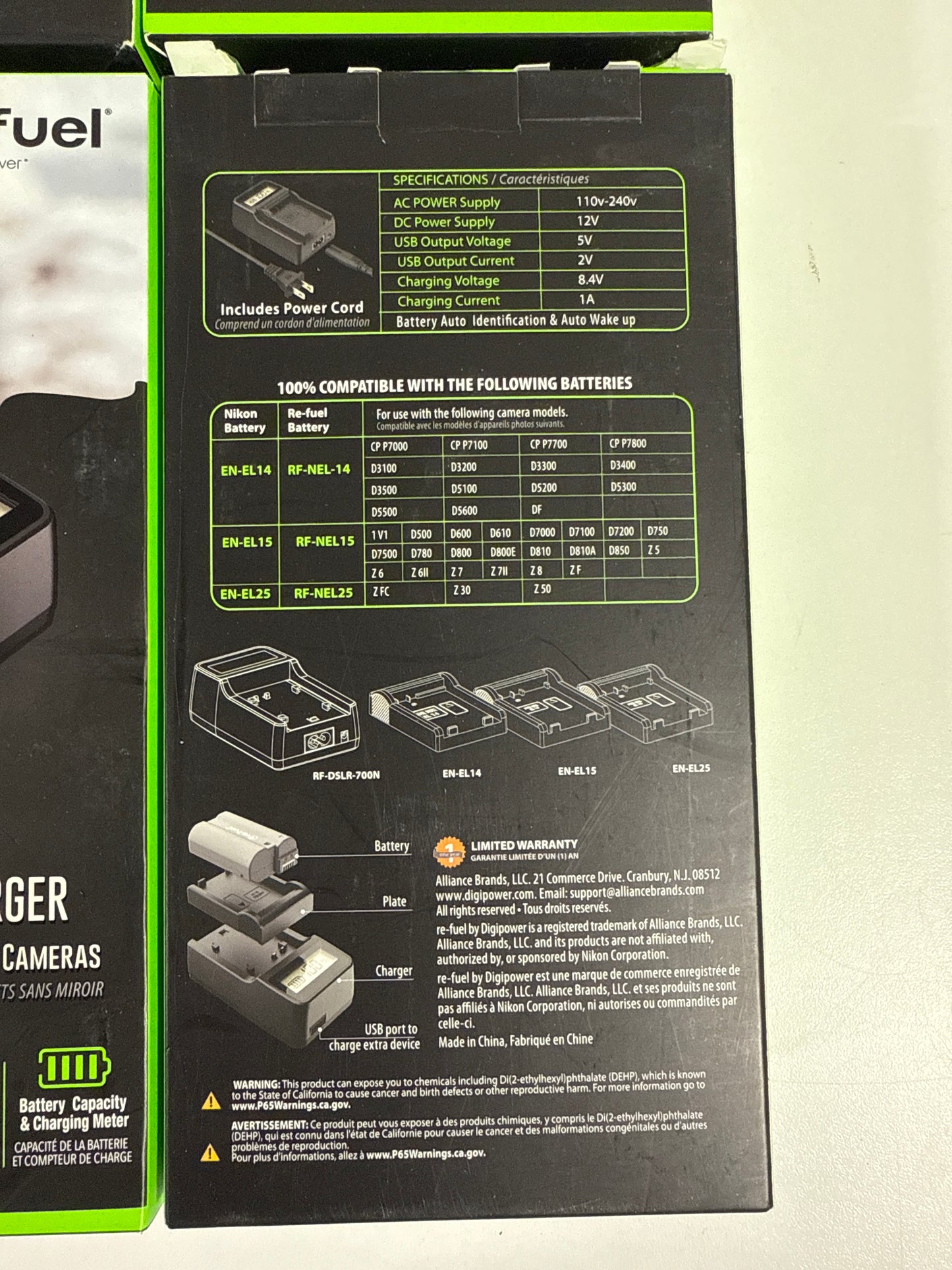 4 Digipower - DSLR/Mirrorless Camera Travel Charger with LCD Battery Level Indicator for Nikon Batteries EL14/15/25 - Black (Copy)