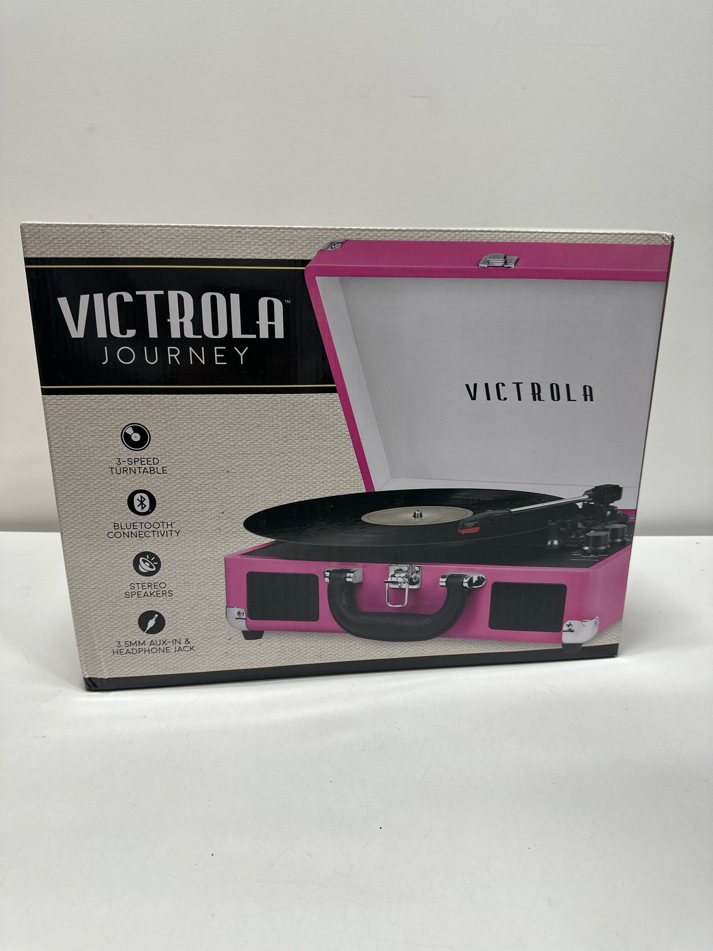 Victrola - Journey Bluetooth Suitcase Record Player with 3-speed Turntable - (Pink)