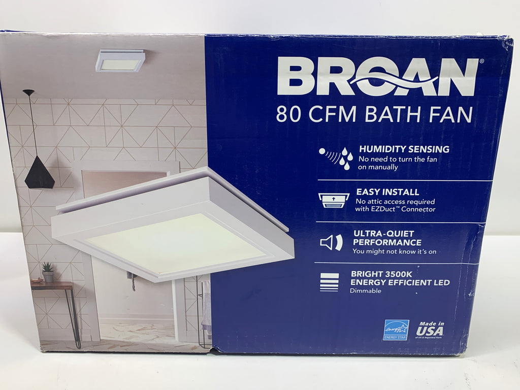 BROAN 80 CFM Bath Fan CST80SLW 0.8 Sones W/Dimmable LED Light
