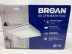 BROAN 80 CFM Bath Fan CST80SLW 0.8 Sones W/Dimmable LED Light