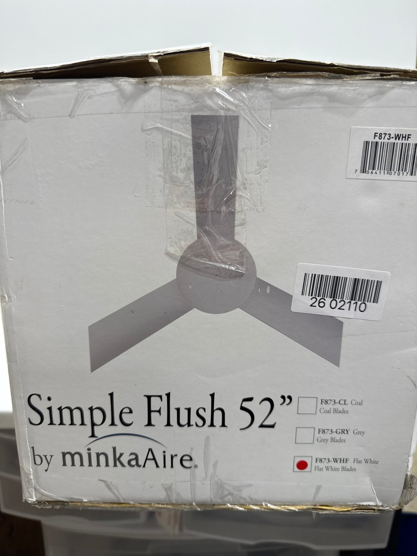 MINKA-AIRE F873-WHF Simple Flush 52" 3-Blade Ceiling Fan in Flat White Finish with Flat White Blades