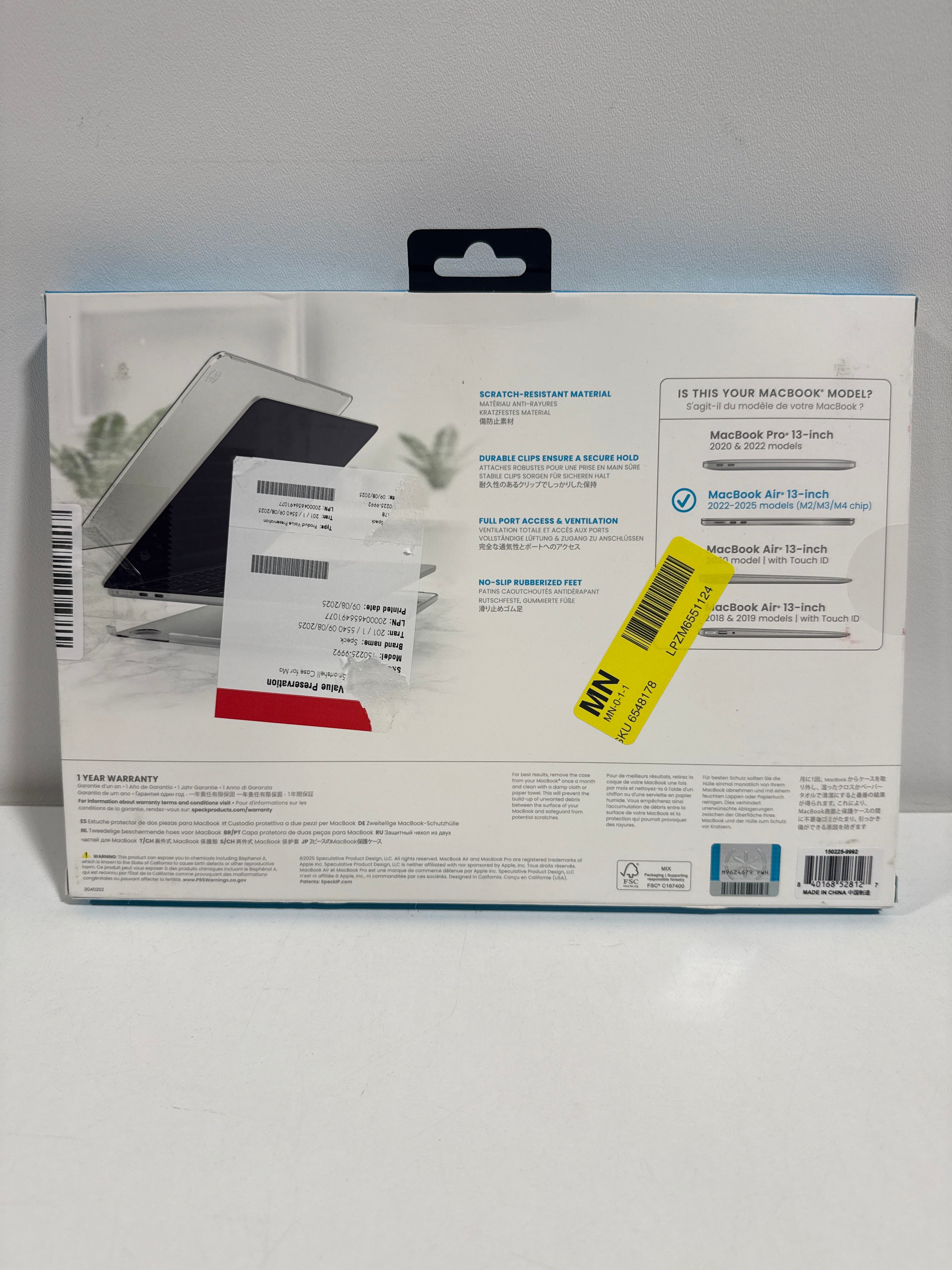 SmartShell Apple MacBook Air 13-inch M2/M3/M4 (2022-2025) Cases - Clear - *Computers & Office