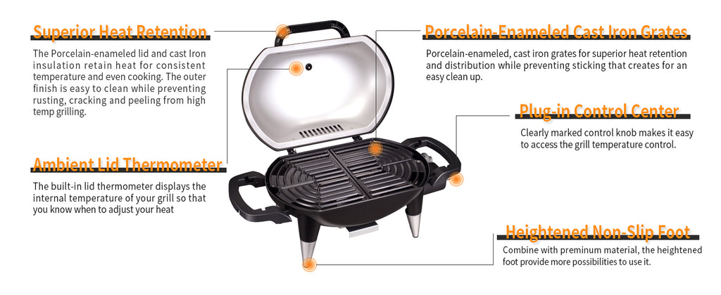 Vanston Liquid Propane Gas Grill Single Burner BBQ Grill Black -Great For Patio Garden Picnic Backyard 10000BTU
