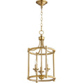 Quorum 6822-3-80 Transitional Three Light Entry Pendant from Rossington Collection in Brass Finish,
