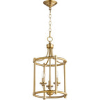 Quorum 6822-3-80 Transitional Three Light Entry Pendant from Rossington Collection in Brass Finish,