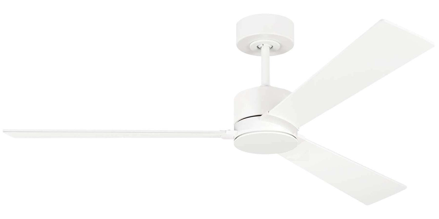 Monte Carlo 3RZR52RZW Rozzen 52" Damp Locations Ceiling Fan with Hand Remote, 3 Blades, Matte White