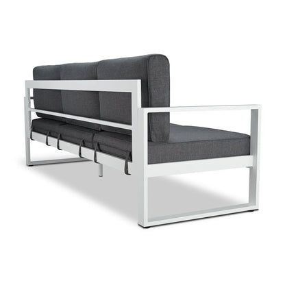 Real Flame Baltic White Aluminum Outdoor Sofa with Grey Cushions