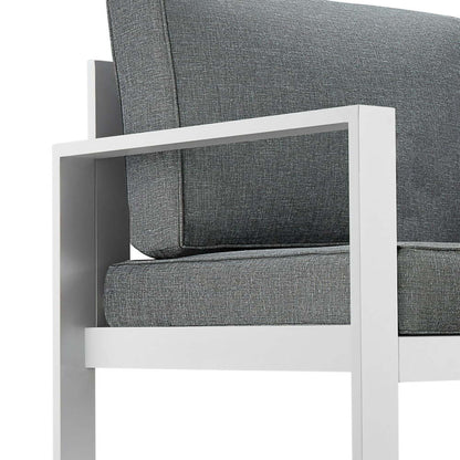 Real Flame Baltic White Aluminum Outdoor Sofa with Grey Cushions