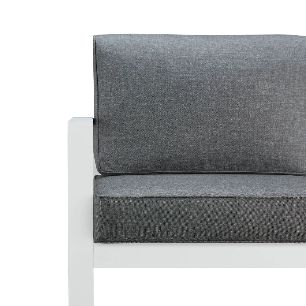 2 Real Flame Baltic White Aluminum Outdoor Chairs with Grey Cushions