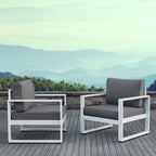 2 Real Flame Baltic White Aluminum Outdoor Chairs with Grey Cushions