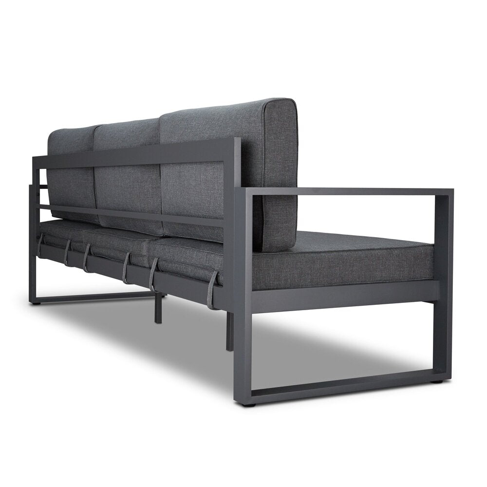 Real Flame Baltic Gray Aluminum Outdoor Sofa with Gray Cushions